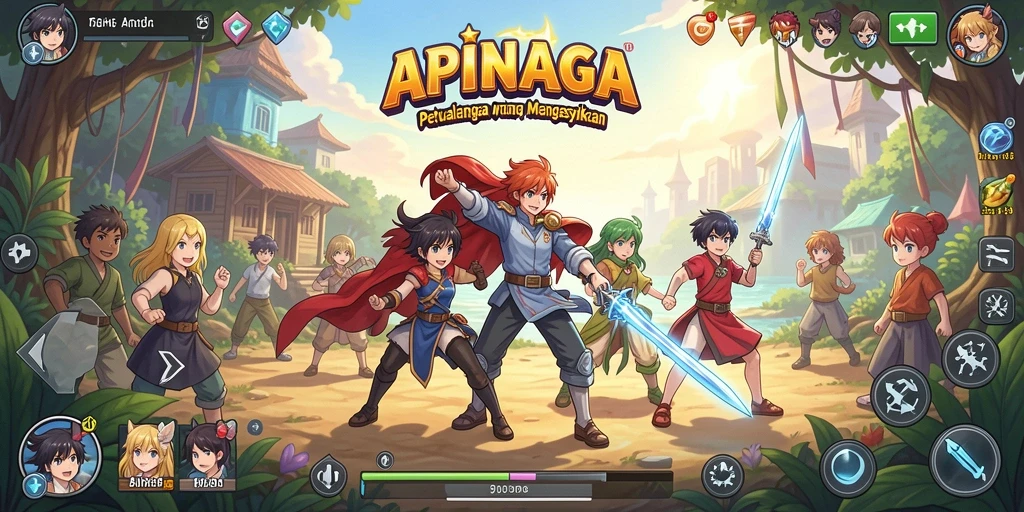 Screenshot dari gameplay APINAGA menampilkan karakter Anime yang dinamis.