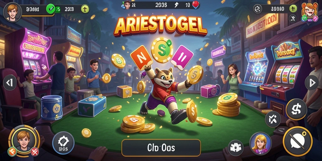Screenshot menunjukkan gameplay simulasi ARIESTOGEL yang menarik dan interaktif.