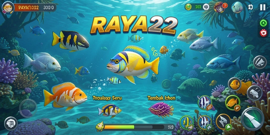 Screenshot gameplay RAYA22 menampilkan aksi menangkap ikan yang mendebarkan.