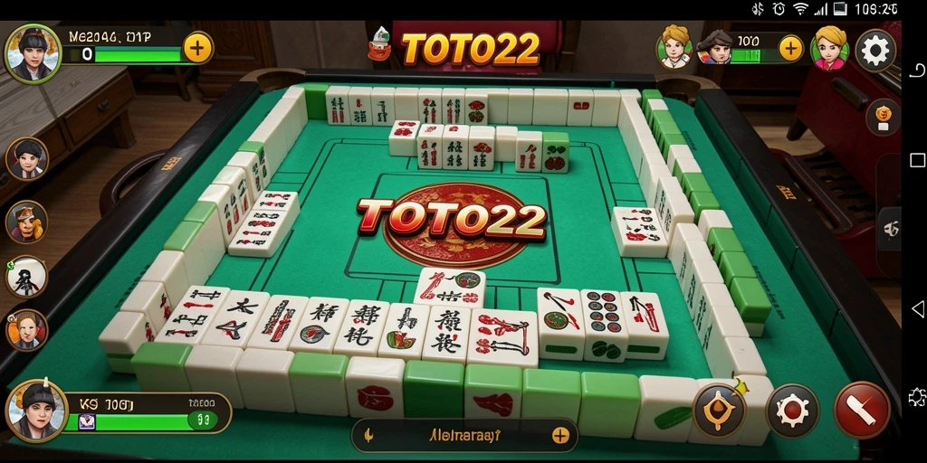 Screenshot utama TOTO22 menunjukkan gameplay seru Mahjong yang menantang.
