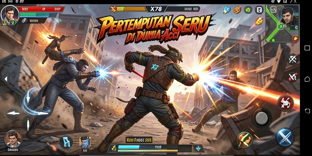 Tampilan aksi mendebarkan dalam gameplay X78 yang intens.